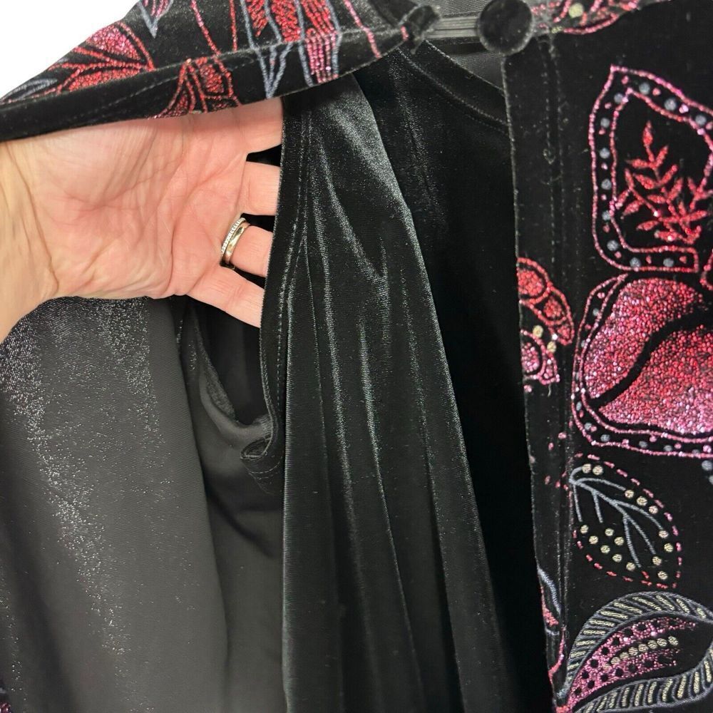 Notations Velvet Pink Red Sparkle Glitter Black Jacket Shell Christmas Size 1X - Picture 6 of 7